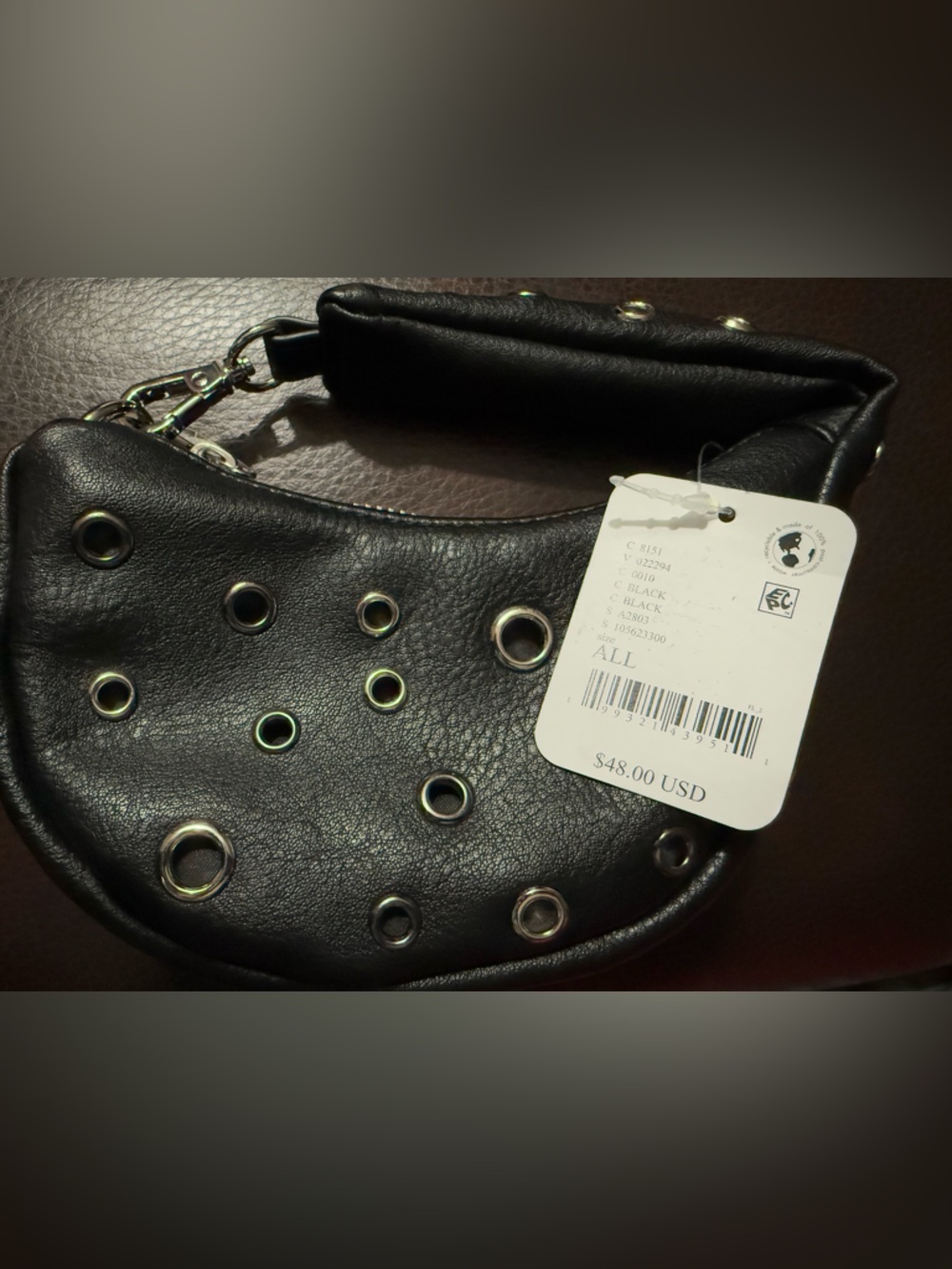 Free People Black Grommet Wristlet Clutch